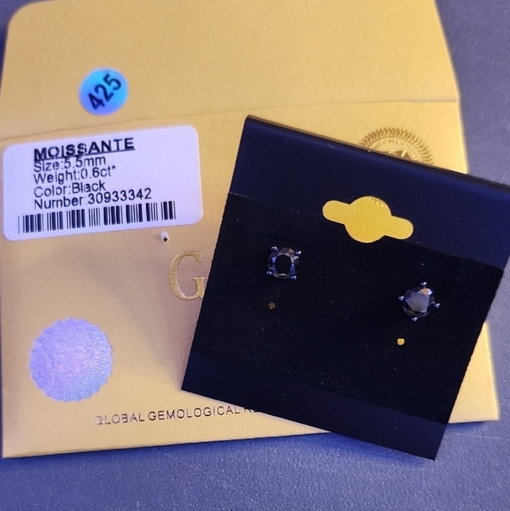 Moissante Black Stud Earrings #1 - Picture 3 of 3